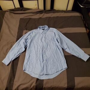 Land's End Size 16.5-34 Blue Collared Buttondown Longsleeve Shirt